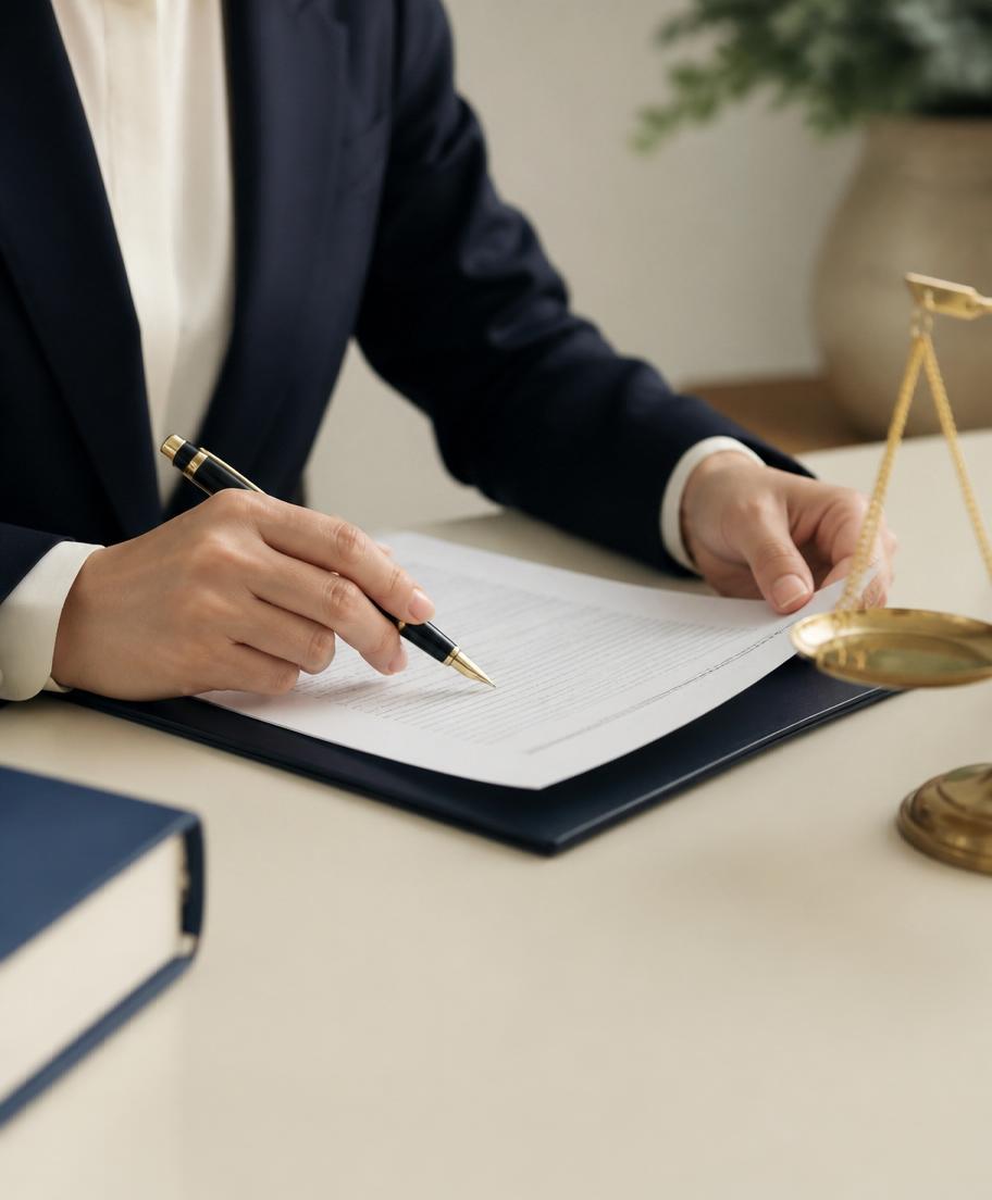 An advisor reviewing a legal document with a client